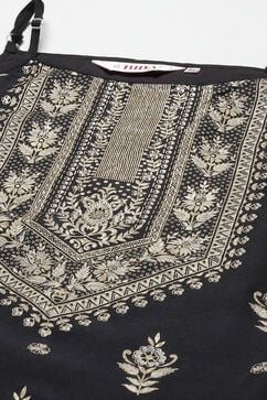 Black Art Silk Straight Kurta Sharara Suit Set image number 1