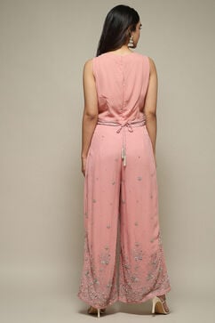 Power Pink Viscose Straight Embroidered Dress image number 3