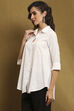 White Cotton Blend Solid Straight Shirt Style Kurti image number 2
