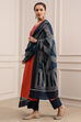 Orange Cotton Handloom Unstitched Suit Set image number 4