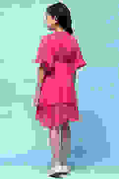 Pink Chiffon Dobby Tiered Dress image number 3