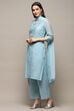 Powder Blue Polyester Straight Suit Set image number 4