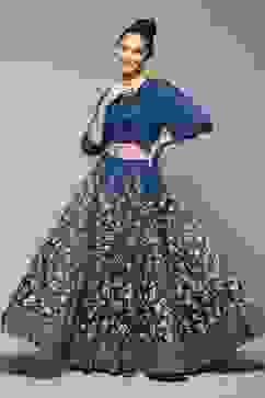 Blue Polyester Straight Kurta Skirt Suit Set image number 0