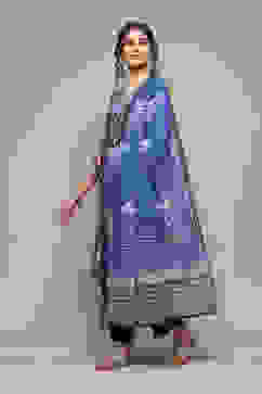 Charcoal LIVA Straight Printed Kurta Narrow Palazzo Suit Set image number 5