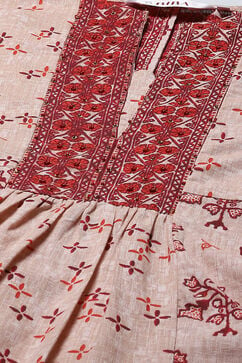 Red Cotton Blend A-Line Printed Kurta image number 1