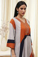 Orange and Beige Printed Straight Suit Set image number 1