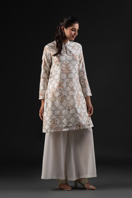 Rohit Bal Off White Cotton Silk Straight Printed Suit Set image number 5