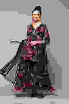 Black Polyester Gathered Kurta Garara Suit Set image number 7