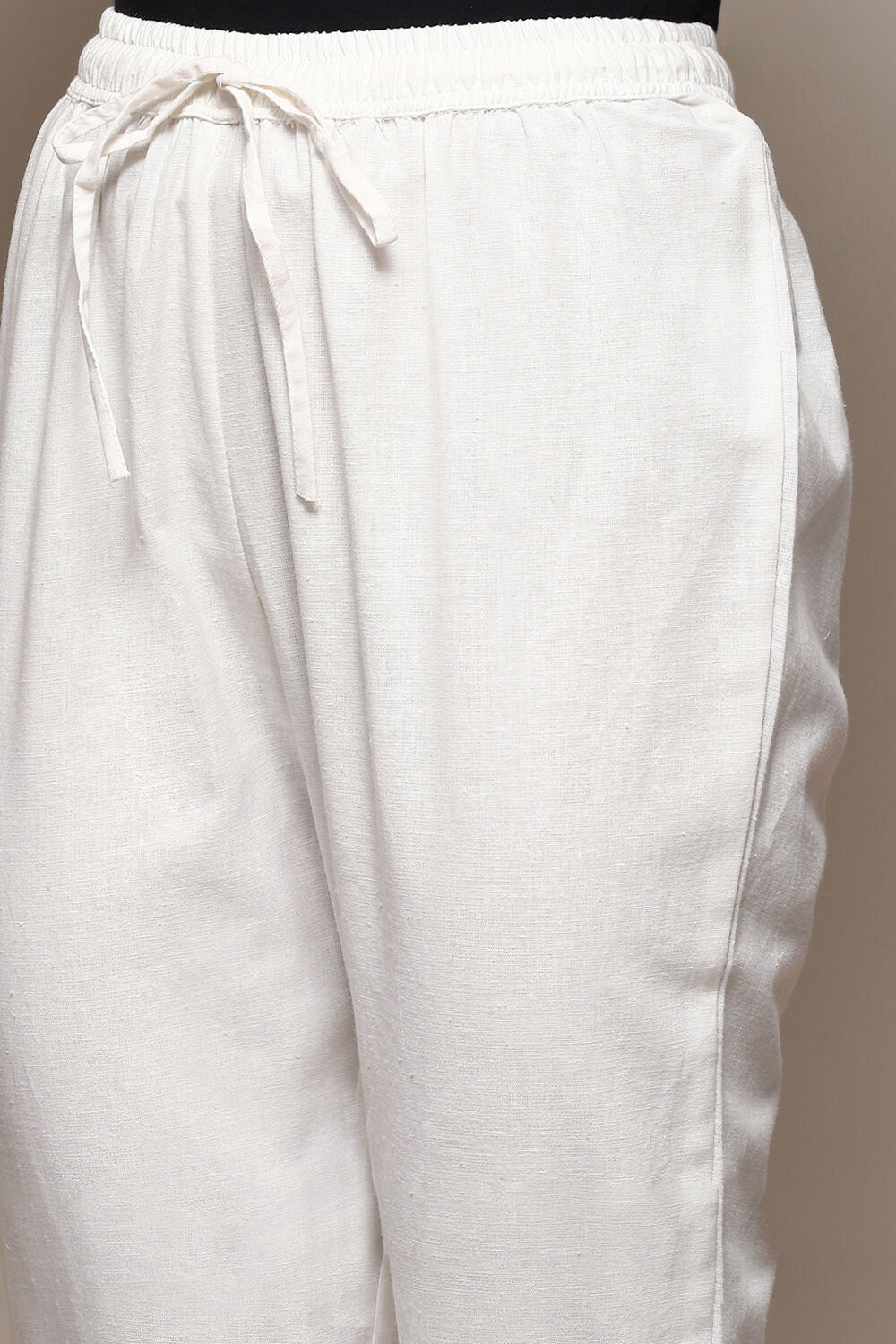 Rust Cotton Flax Slim Solid Pants image number 1