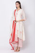 Off White Cotton Silk Straight Kurta Palazzo Suit Set image number 3