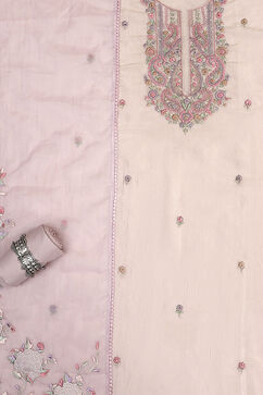 Grey Tissue Hand Embroidered Unstitched Suit Set image number 1