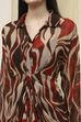 Brown Printed Gathered Tulip Dress image number 1