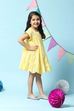 Yellow Cotton Tiered Dress image number 3