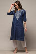 Indigo Cotton Straight Kurta