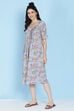 Coral Cotton Flax A-line Printed Kurta Dress image number 4