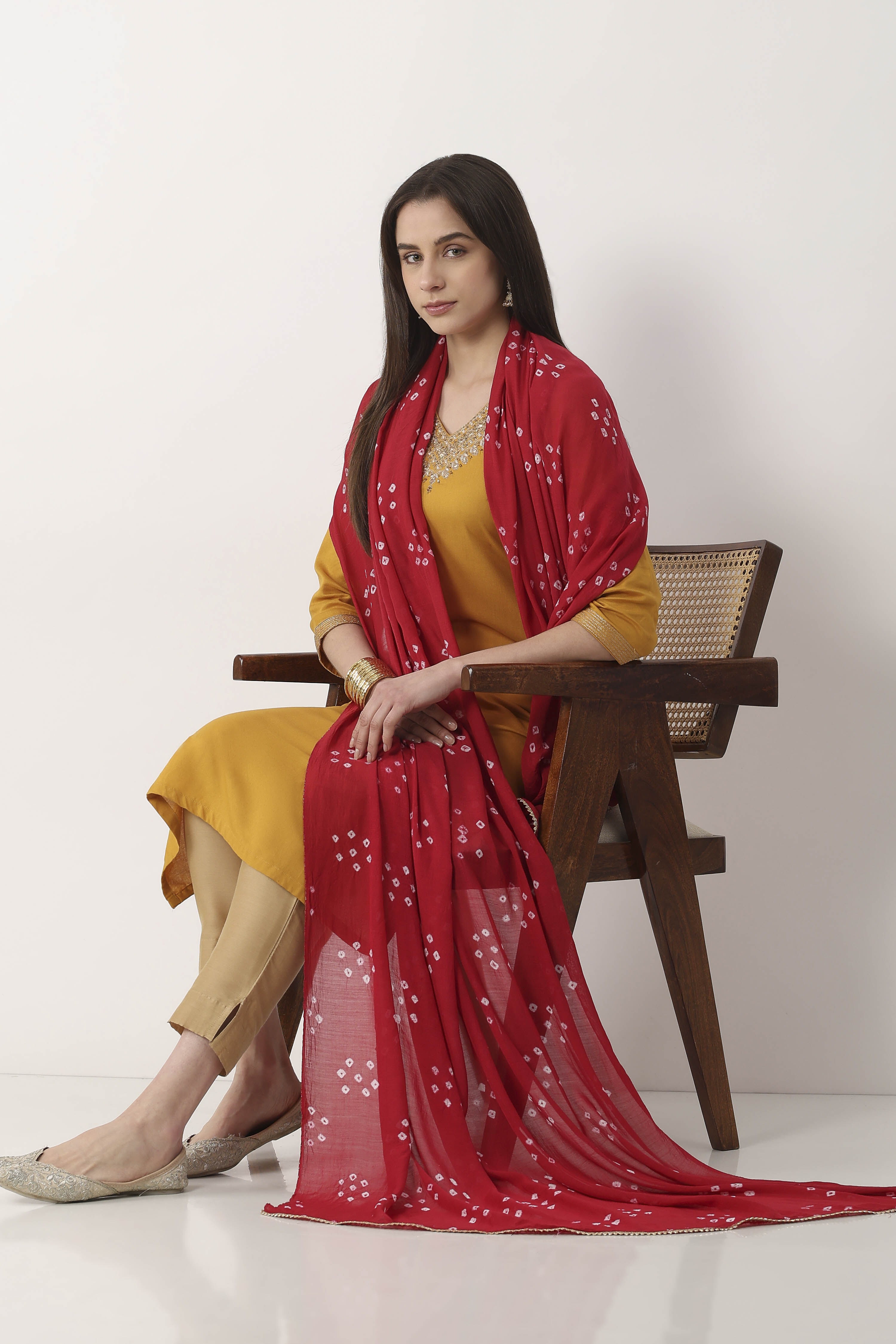 Maroon Mul Cotton Bandhani Printed Dupatta image number 0