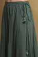 Green Cotton Floral Mirror Work Straight Suit Set image number 2