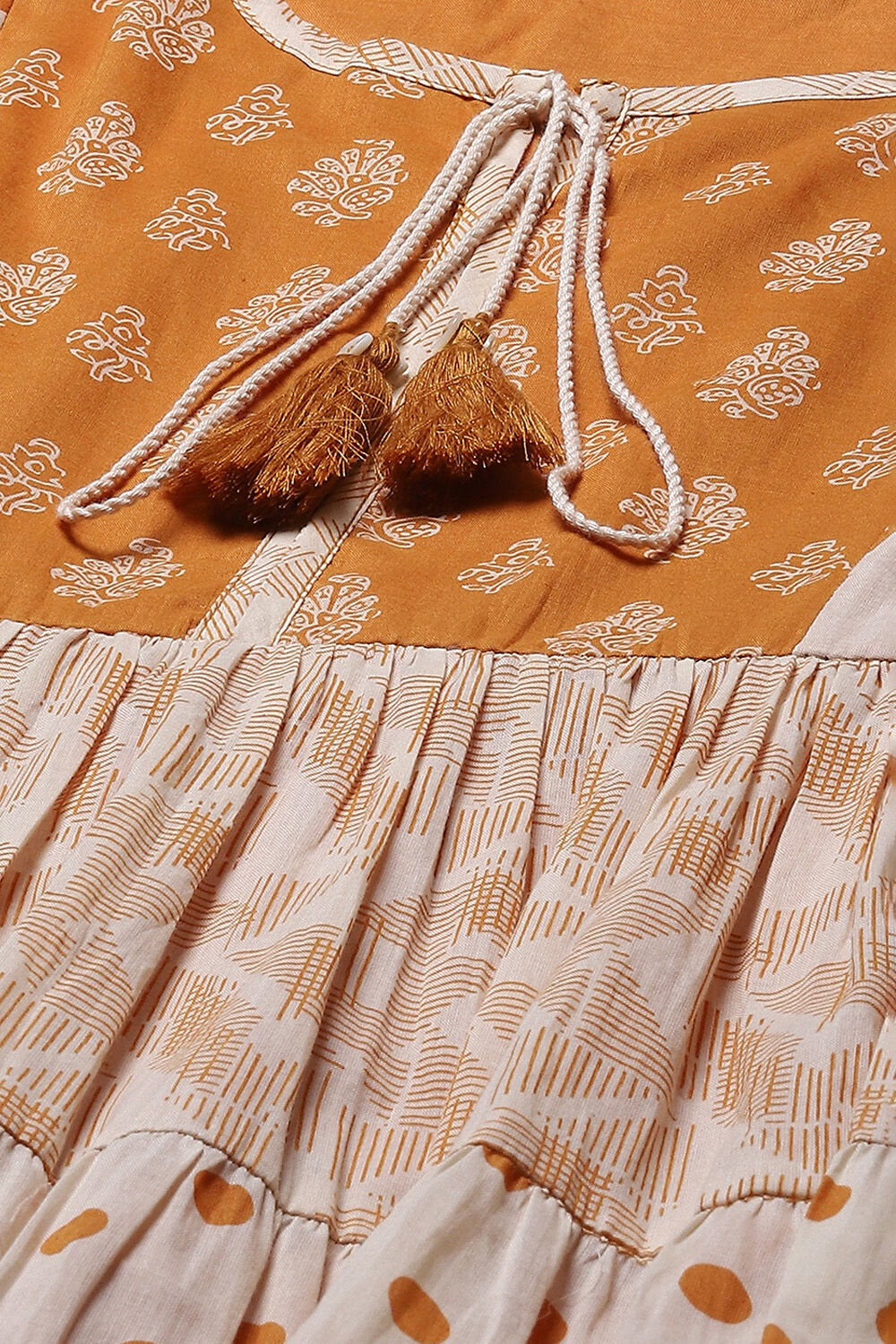 Orange Cotton Tiered Dress image number 1