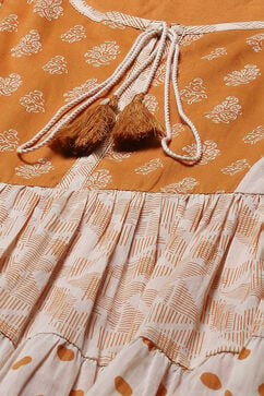Orange Cotton Tiered Dress image number 1