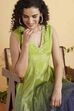 Green Chevron Printed Fit-and-Flare Dress image number 1