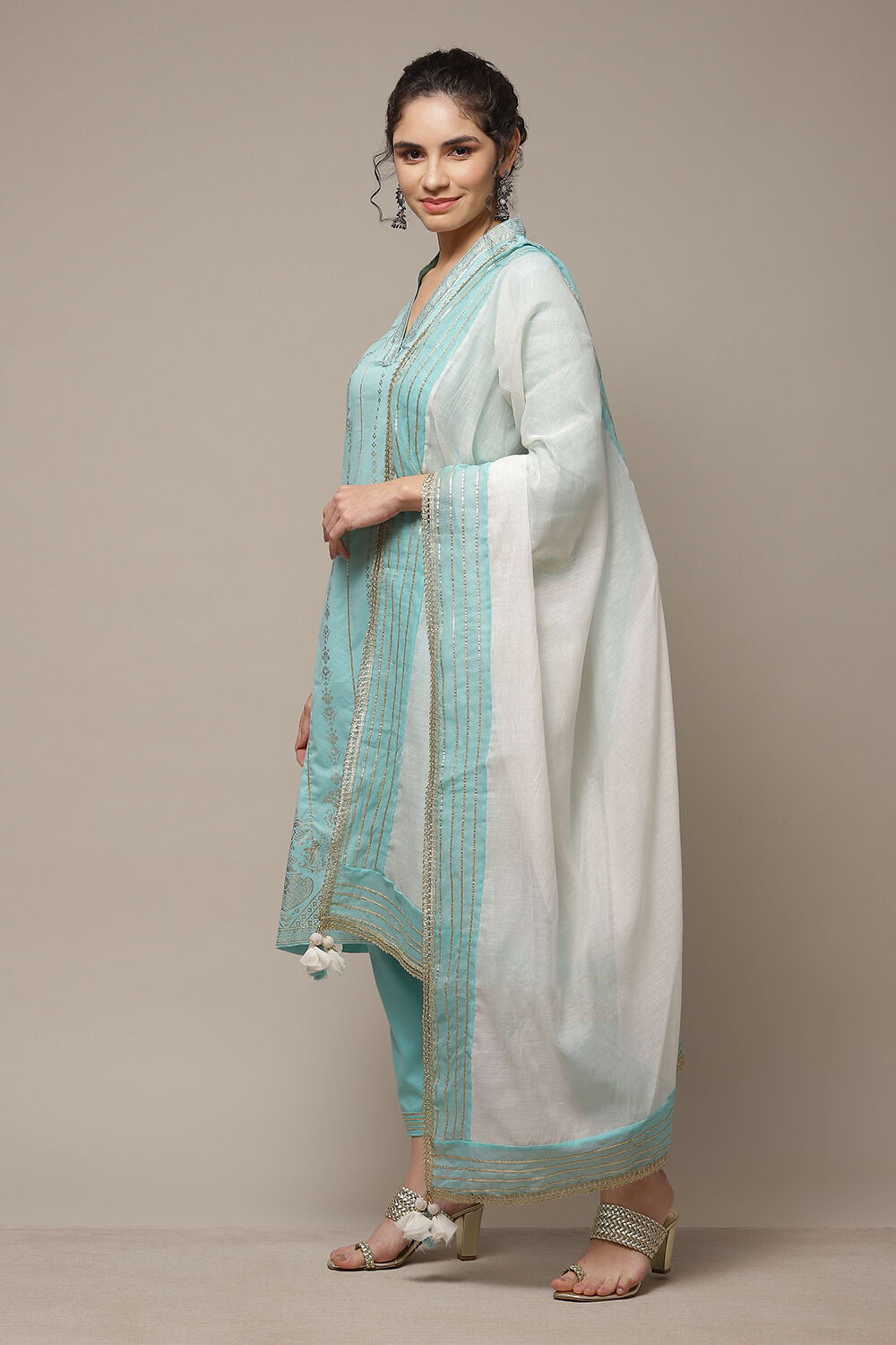 Fuchsia Cotton Straight Kurta Pants Suit Set image number 3