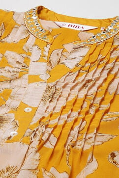 Yellow Polyester Straight Printed Kurta image number 2