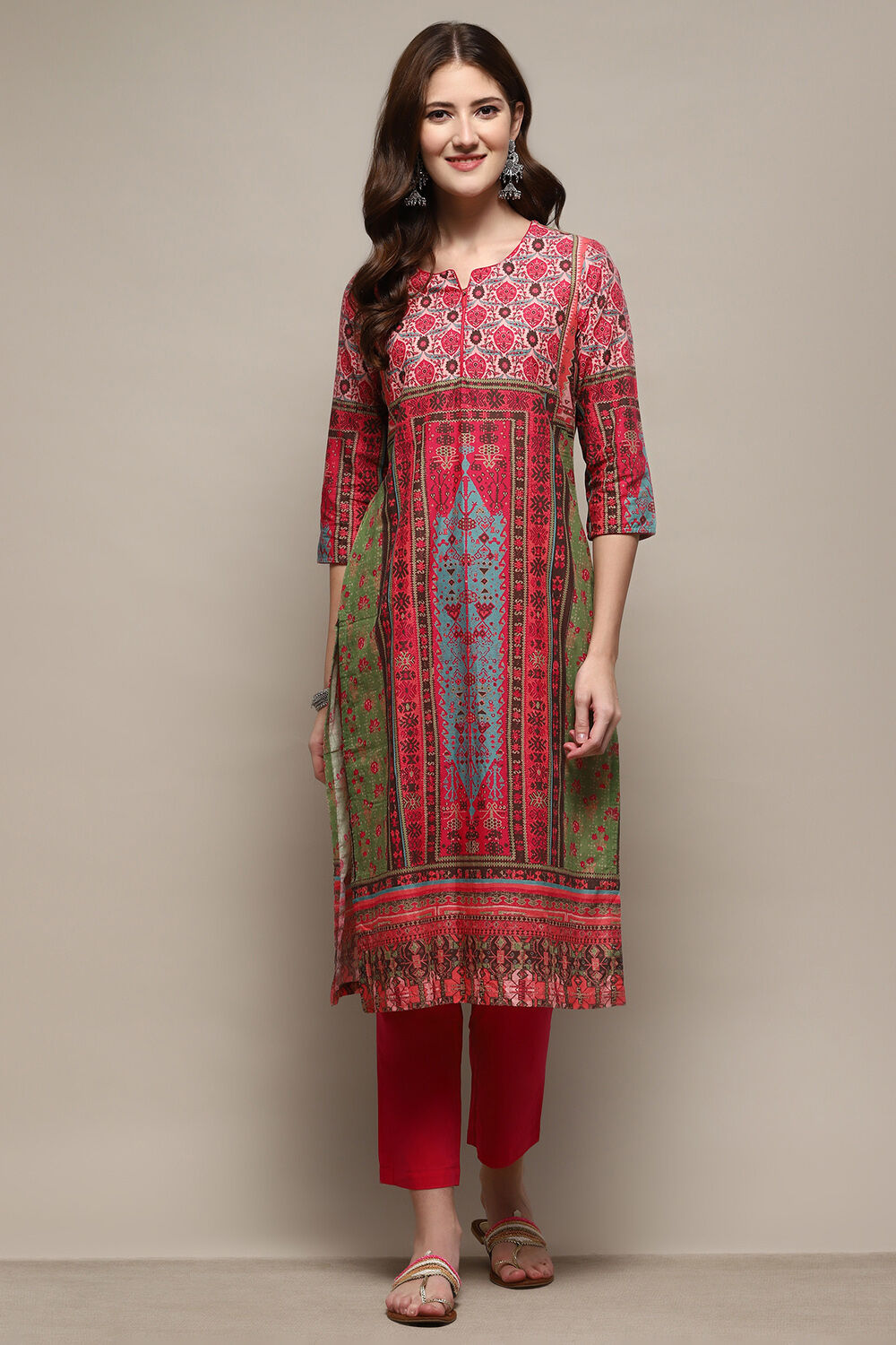 Green Cotton Straight 2 Piece Set image number 6