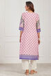 Pink Cotton Printed Straight Kurta image number 3