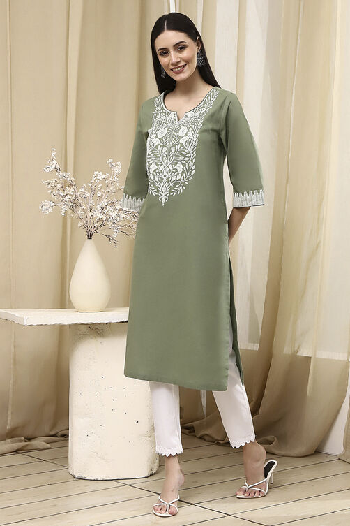 Maroon Cotton Dyed Straight Kurta image number 2