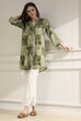 Olive Green Pleated Straight Short Kurta image number 0