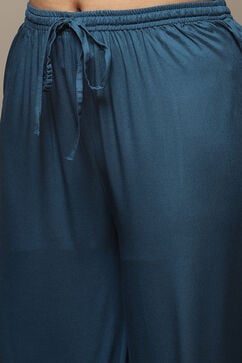 Blue Rayon Straight Kurta Pant Suit Set image number 2