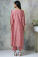 Onion Pink Cotton Silk Straight Kurta Pant Suit Set image number 7
