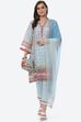 Sky Blue Straight Kurta Slim Pant Suit Set image number 0