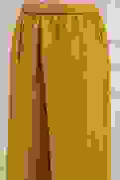 Ochre Yellow Polyester A-Line Dyed Kurta Pants Set image number 2