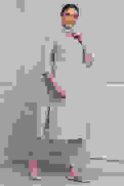 Aqua Viscose Blend Printed Straight Suit Set image number 6