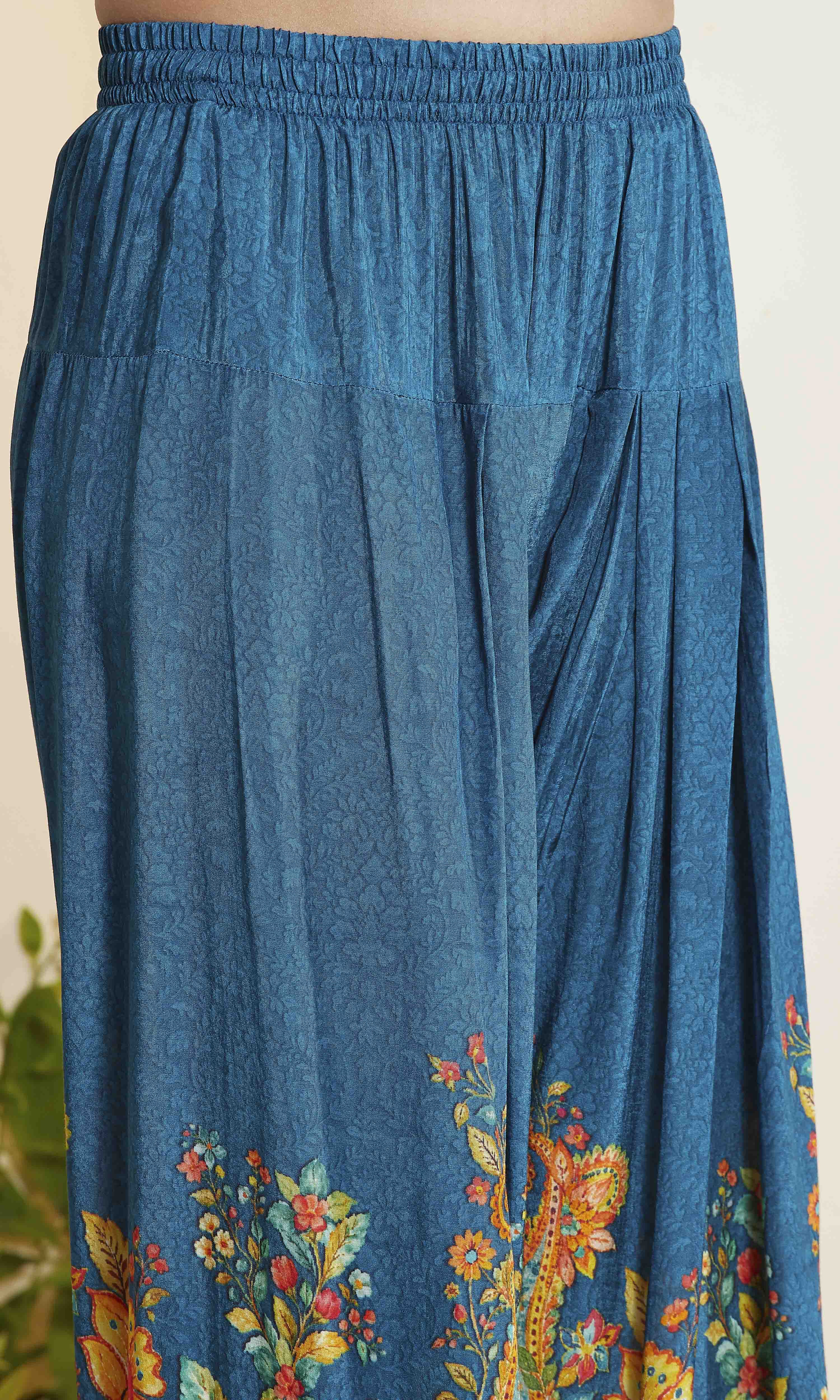 Blue Viscose Rayon Printed Straight Kurta Set image number 2