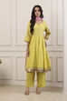 Yellow Cotton Anarkali Suit Set image number 7