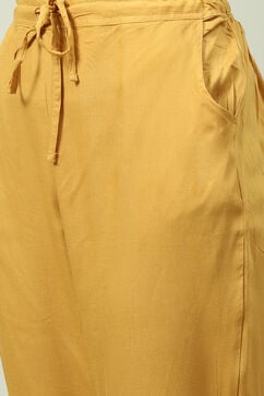 Mustard Viscose Straight Kurta Pants Suit Set image number 2