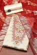 Red Tissue Chanderi Embroidered Unstitched Suit Set image number 0