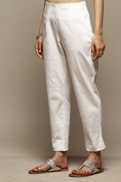 Off White Cotton Relaxed Pants image number 2