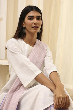 Blue and White Cotton Straight Suit Set image number 1