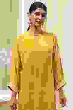 Mustard Yellow Printed Straight Suit Set image number 1