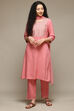 Light Pink Rayon Straight Kurta Pants Suit Set image number 7