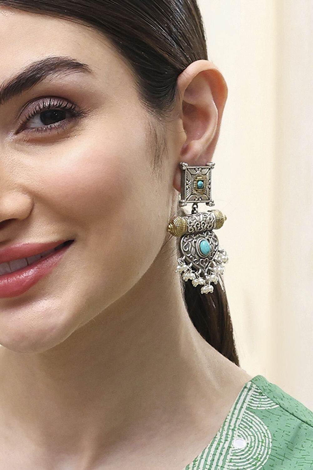 Turquoise Brass Drop & Danglers image number 1