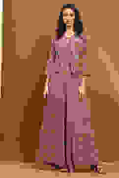 Beige Block-Printed Straight Jumpsuit image number 5