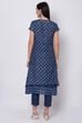 Blue Straight Kurta Slim Pant Suit Set image number 4