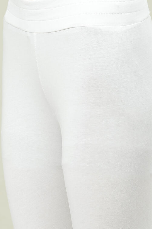 White Cotton Blend Solid Anklets image number 1