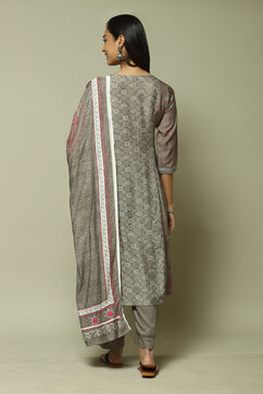 Grey Modal A-Line Kurta Palazzo Suit Set image number 7