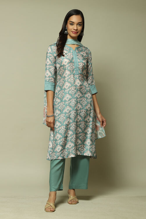 Buy Sea Green Modal Straight Kurta Palazzo Suit Set for INR2399.40 ...