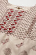 Off White Chanderi Hand Block Print Unstitched Suit Set image number 2